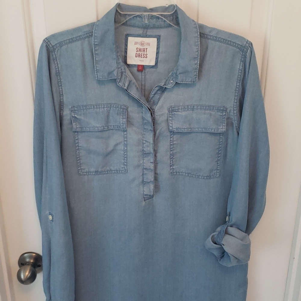 Chambray shirt dress